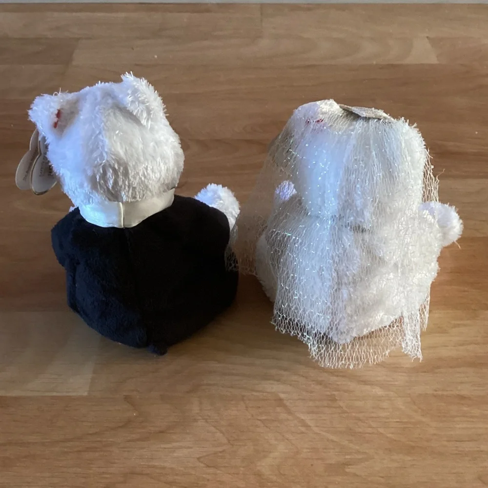 RARE VINTAGE Retired Set of two Ty Beanie Babies Bride and Groom 2002 - Picture 2 of 10